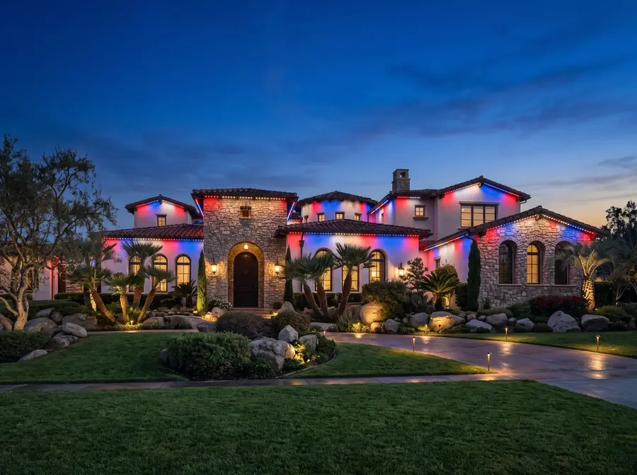 Red white and blue permanent lighting design